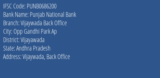 Punjab National Bank Vijaywada Back Office Branch Vijayawada IFSC Code PUNB0686200