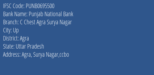 Punjab National Bank C Chest Agra Surya Nagar Branch, Branch Code 695500 & IFSC Code Punb0695500
