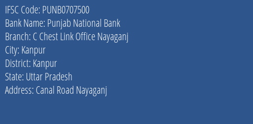 Punjab National Bank C Chest Link Office Nayaganj Branch IFSC Code