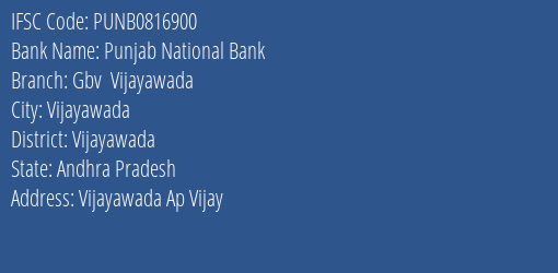 Punjab National Bank Gbv Vijayawada Branch IFSC Code