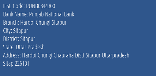 Punjab National Bank Hardoi Chungi Sitapur Branch Sitapur IFSC Code PUNB0844300