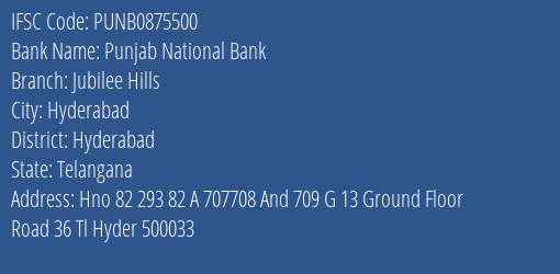 Punjab National Bank Jubilee Hills Branch IFSC Code