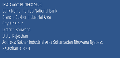 Punjab National Bank Sukher Industrial Area Branch Bhuwana IFSC Code PUNB0879500