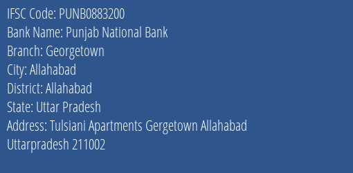 Punjab National Bank Georgetown Branch Allahabad IFSC Code PUNB0883200