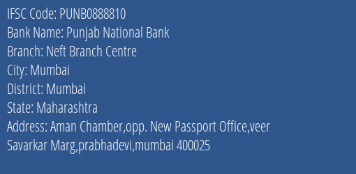 Punjab National Bank Neft Branch Centre Branch IFSC Code