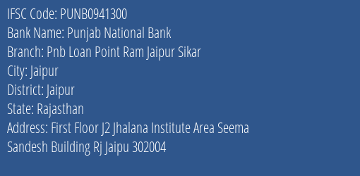 Punjab National Bank Pnb Loan Point Ram Jaipur Sikar Branch IFSC Code