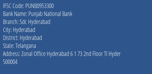 Punjab National Bank Sdc Hyderabad Branch IFSC Code