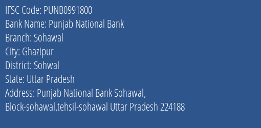 Punjab National Bank Sohawal Branch Sohwal IFSC Code PUNB0991800