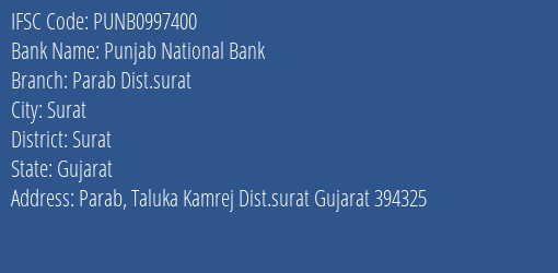 Punjab National Bank Parab Dist.surat Branch IFSC Code