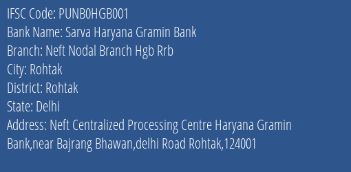 Sarva Haryana Gramin Bank Vpo Bisru Tehsil Punhana Distt. Newat 122 508 Branch Mewat IFSC Code PUNB0HGB001