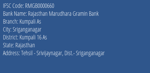 Rajasthan Marudhara Gramin Bank Kumpali As Branch Kumpali 16 As IFSC Code RMGB0000660
