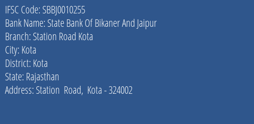 State Bank Of Bikaner And Jaipur Station Road Kota Branch IFSC Code