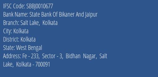 State Bank Of Bikaner And Jaipur Salt Lake Kolkata Branch Kolkata IFSC Code SBBJ0010677