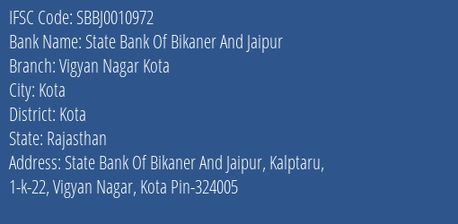 State Bank Of Bikaner And Jaipur Vigyan Nagar Kota Branch IFSC Code