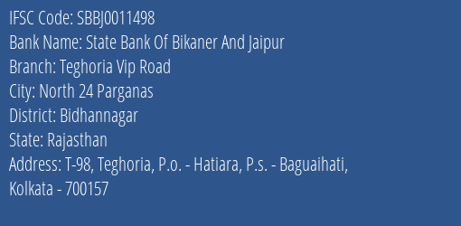 State Bank Of Bikaner And Jaipur Teghoria Vip Road Branch IFSC Code