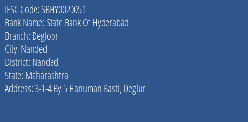 State Bank Of Hyderabad Degloor Branch IFSC Code