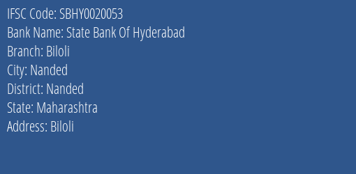 State Bank Of Hyderabad Biloli Branch IFSC Code