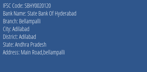 State Bank Of Hyderabad Bellampalli Branch IFSC Code