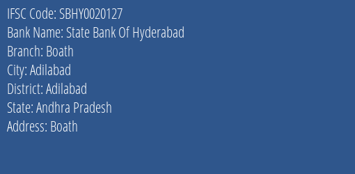 State Bank Of Hyderabad Boath Branch IFSC Code