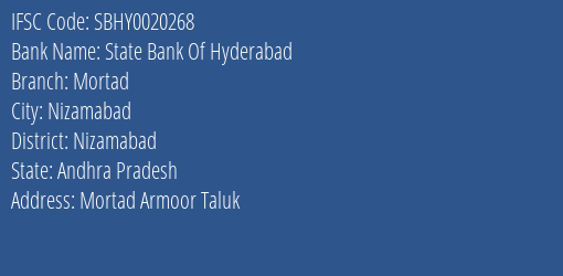 State Bank Of Hyderabad Mortad Branch IFSC Code