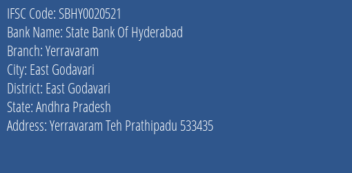 State Bank Of Hyderabad Yerravaram Branch IFSC Code