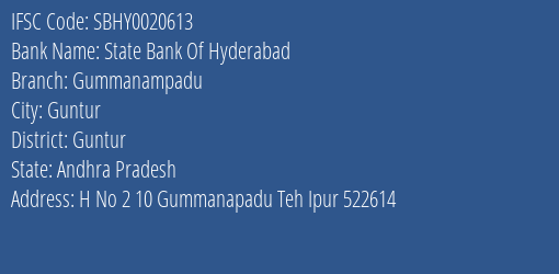 State Bank Of Hyderabad Gummanampadu Branch IFSC Code