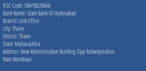 State Bank Of Hyderabad Link Office Branch IFSC Code