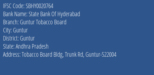 State Bank Of Hyderabad Guntur Tobacco Board Branch IFSC Code
