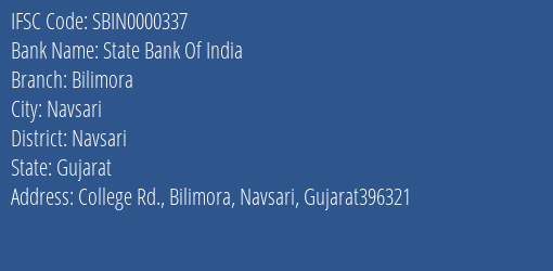 State Bank Of India Bilimora Branch IFSC Code