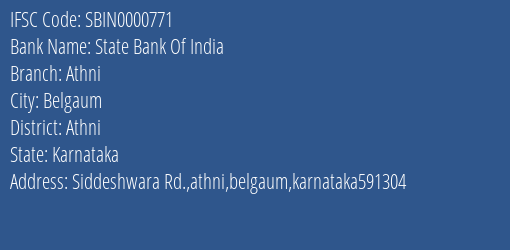 State Bank Of India Athni Branch Athni IFSC Code SBIN0000771