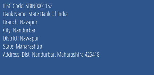 State Bank Of India Navapur Branch Nawapur IFSC Code SBIN0001162