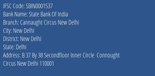 State Bank Of India Cannaught Circus New Delhi Branch IFSC Code