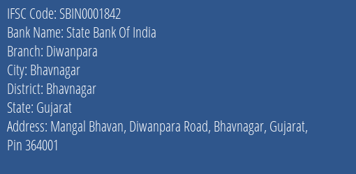 State Bank Of India Diwanpara Branch, Branch Code 001842 & IFSC Code SBIN0001842