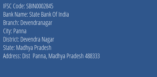 State Bank Of India Devendranagar Branch Devendra Nagar IFSC Code SBIN0002845