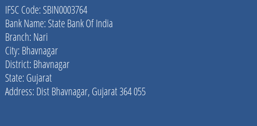 State Bank Of India Nari Branch, Branch Code 003764 & IFSC Code SBIN0003764