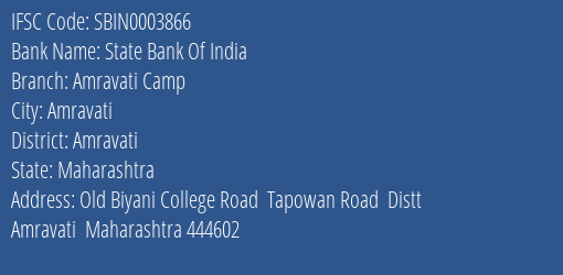 State Bank Of India Amravati Camp Branch IFSC Code