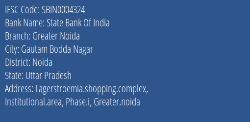 State Bank Of India Greater Noida Branch IFSC Code