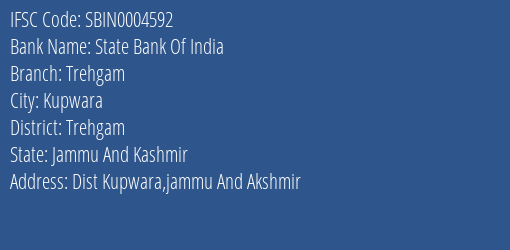 State Bank Of India Trehgam Branch Trehgam IFSC Code SBIN0004592