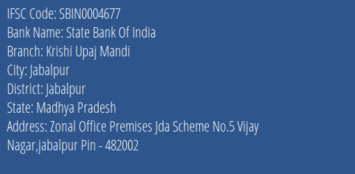 State Bank Of India Krishi Upaj Mandi Branch IFSC Code