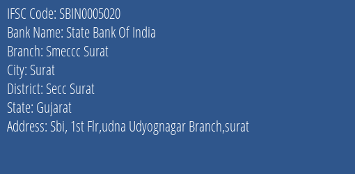 State Bank Of India Smeccc Surat Branch IFSC Code