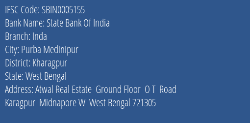 State Bank Of India Inda Branch Kharagpur IFSC Code SBIN0005155