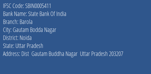 State Bank Of India Barola Branch, Branch Code 005411 & IFSC Code SBIN0005411
