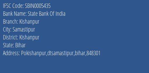 State Bank Of India Kishanpur Branch Kishanpur IFSC Code SBIN0005435