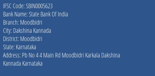 State Bank Of India Moodbidri Branch Moodbidri IFSC Code SBIN0005623