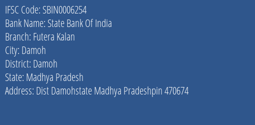 State Bank Of India Futera Kalan Branch, Branch Code 006254 & IFSC Code SBIN0006254