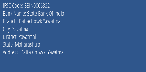 State Bank Of India Dattachowk Yawatmal Branch IFSC Code