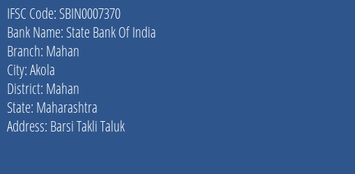 State Bank Of India Mahan Branch Mahan IFSC Code SBIN0007370