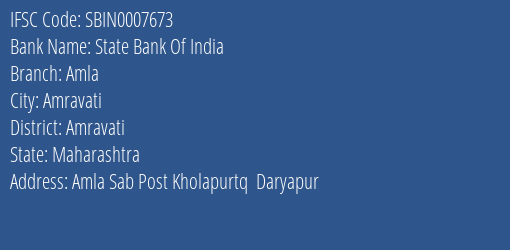 State Bank Of India Amla Branch IFSC Code