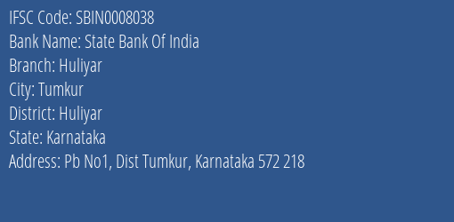 State Bank Of India Huliyar Branch Huliyar IFSC Code SBIN0008038