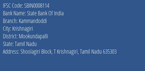 State Bank Of India Kammandoddi Branch Mookundapalli IFSC Code SBIN0008114